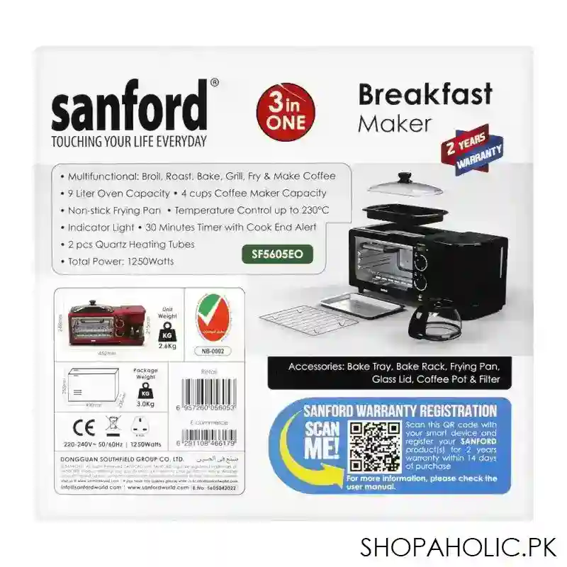 sanford 3 in 1 breakfast maker, 1250w, sf 5605eo image3