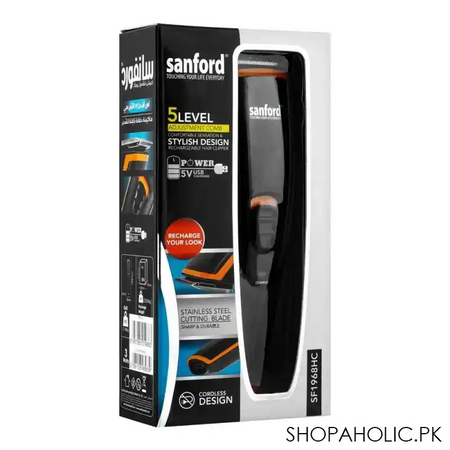 sanford 5 level adjustment comb rechargeable hair clipper, sf 1968hc image5