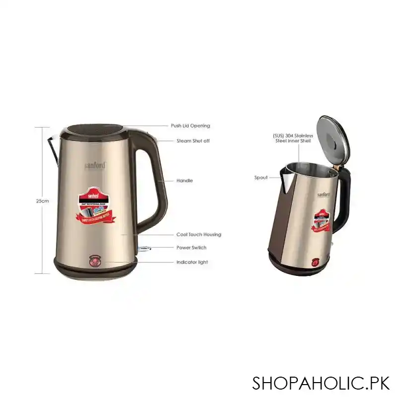 sanford electric kettle, 1.7 liter capacity, 1800w, sf 1868ek image2