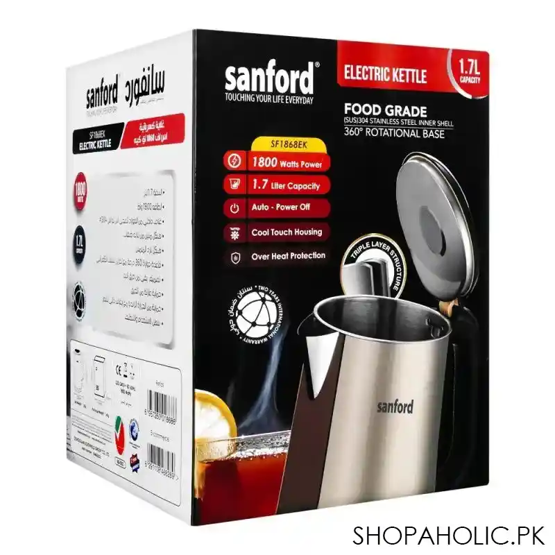 sanford electric kettle, 1.7 liter capacity, 1800w, sf 1868ek image3