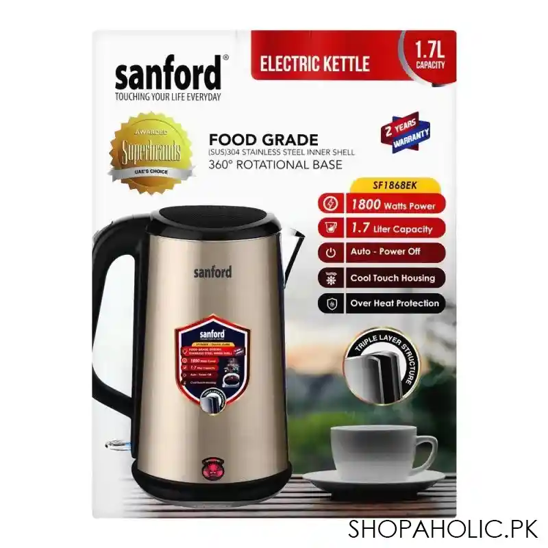 sanford electric kettle, 1.7 liter capacity, 1800w, sf 1868ek image4
