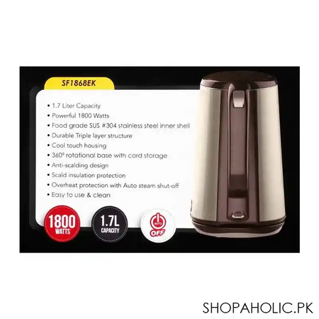 sanford electric kettle, 1.7 liter capacity, 1800w, sf 1868ek image5