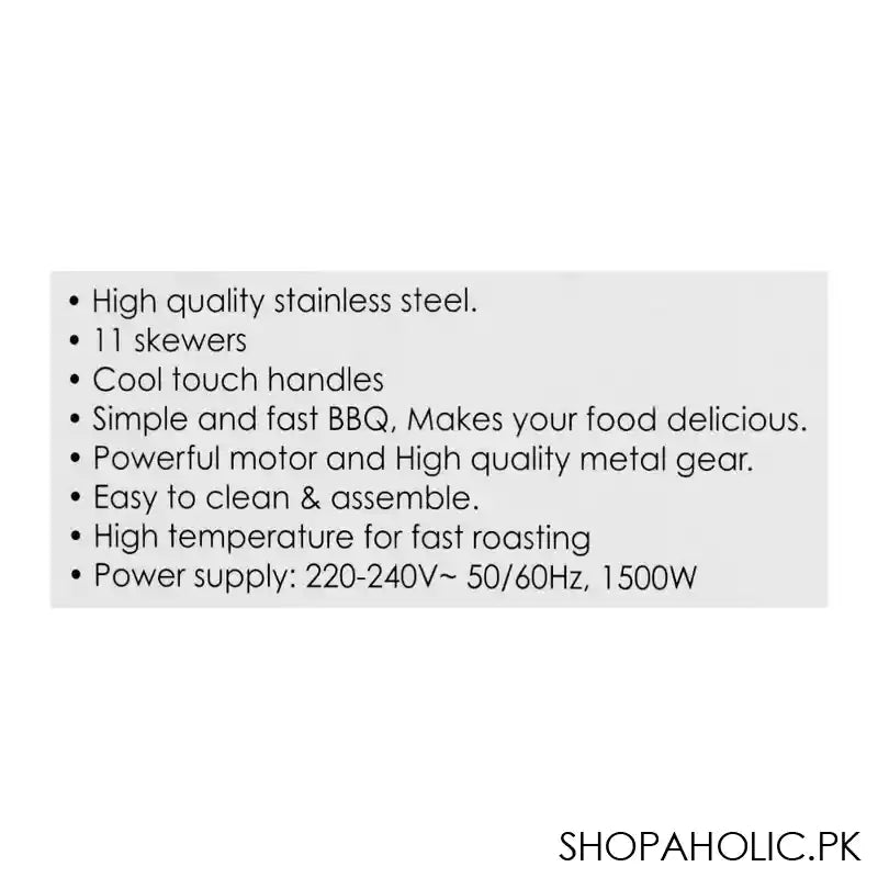 Sanford Electric Rotary Barbecue Grill, 1500W, SF-5950RBQ - Image 3