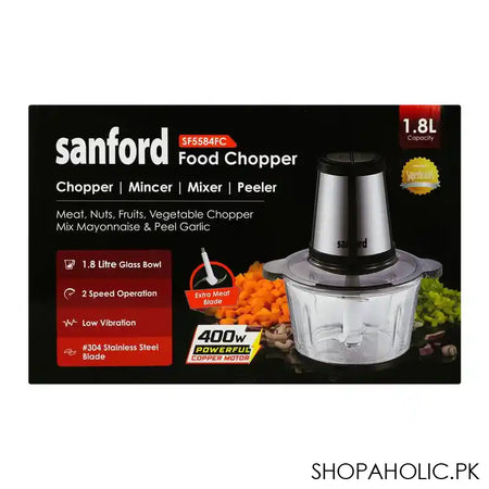 Sanford Food Chopper, 1.8 Liter Glass Bowl, 2 Speed, Low Vibration, Stainless Steel Blade, SF-5584FC - Image 8