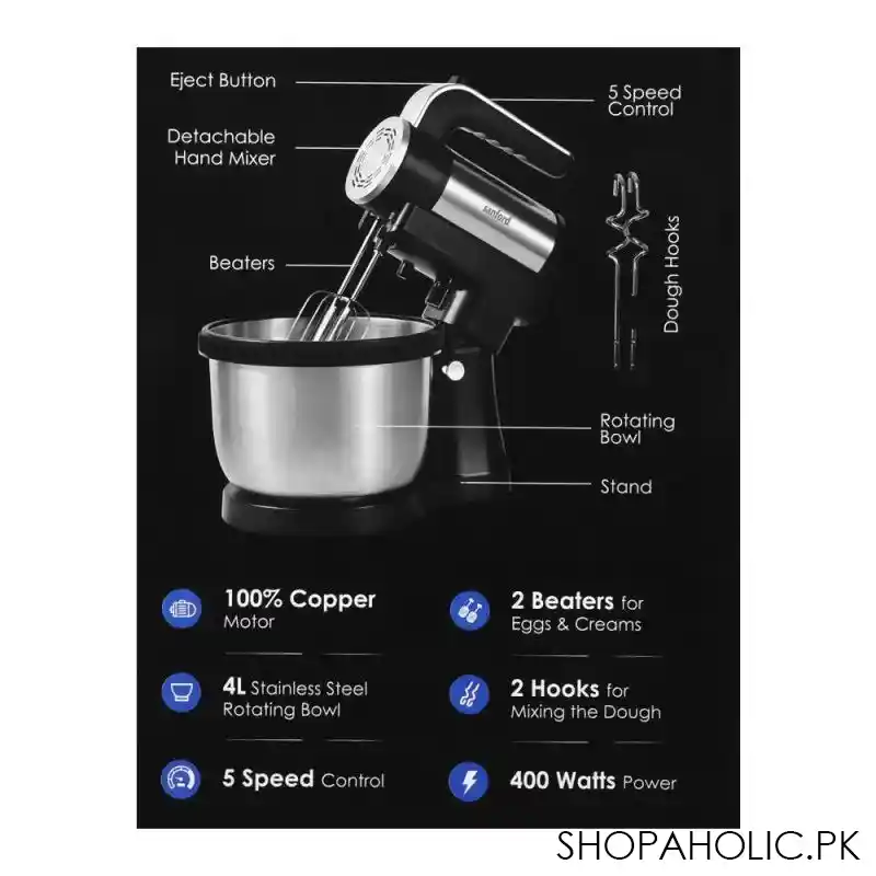 sanford stand mixer, 4 liter capacity, 400w, sf 1361sm image3