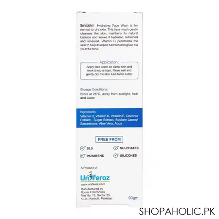 saniderm coconut extract hydrating face wash, for normal to dry skin, 90g image2