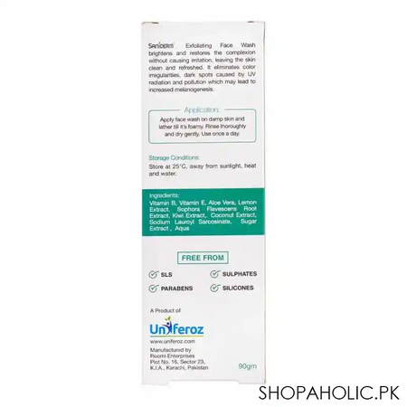 saniderm lemon extract exfoliating face wash, brightening cleanser, 90g image2