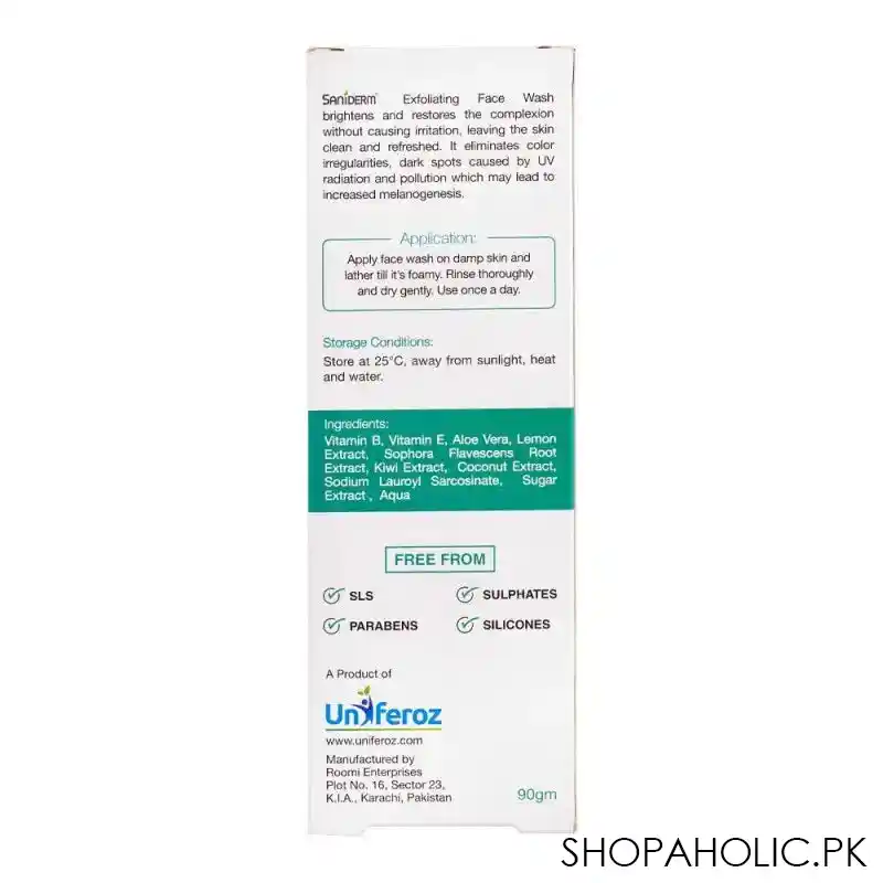 saniderm lemon extract exfoliating face wash, brightening cleanser, 90g image2