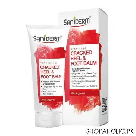 saniderm repairing cracked heel & foot balm, with argan oil, 50g main image