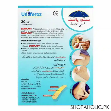 saniplast first aid antiseptic bandage, medium, 20 pack image2