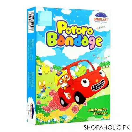 saniplast junior pororo antiseptic bandage, car, 20 pack main image