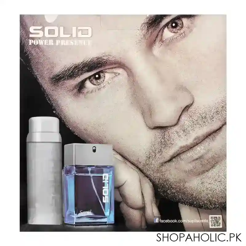sapil solid for men perfume set, eau de toilette 100ml + deodorant spray 150ml image2