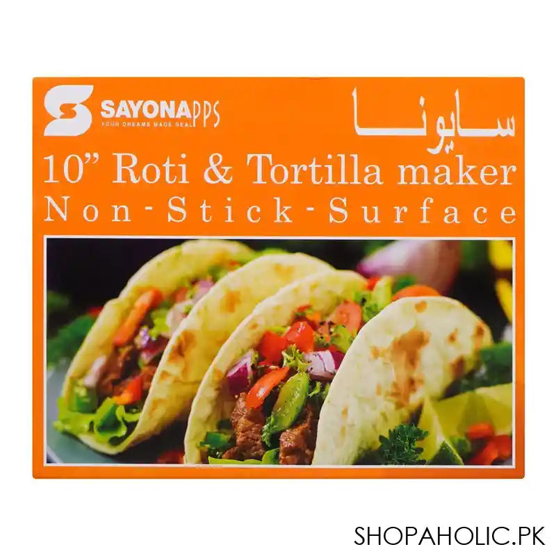 Sayona 10" Inch Roti & Tortilla Maker, 1200W, Non Stick Surface, Stainless Steel Housing, SRM-4587 - Image 3