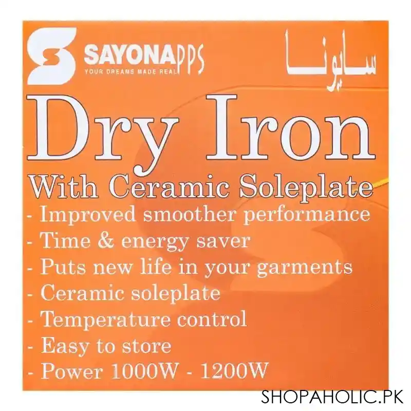 sayona dry iron, 1000 1200w, sj 402c image3