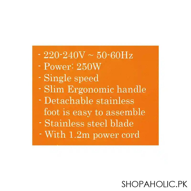 Sayona Hand Blender With Detachable Stainless Steel Foot & 1.2 Power Cord, 250W, Single Speed, SB-4407 - Image 2