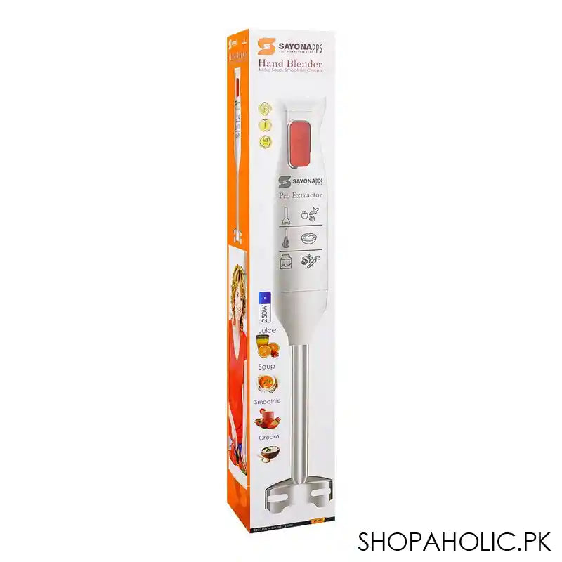 Sayona Hand Blender With Detachable Stainless Steel Foot & 1.2 Power Cord, 250W, Single Speed, SB-4407 - Main Image