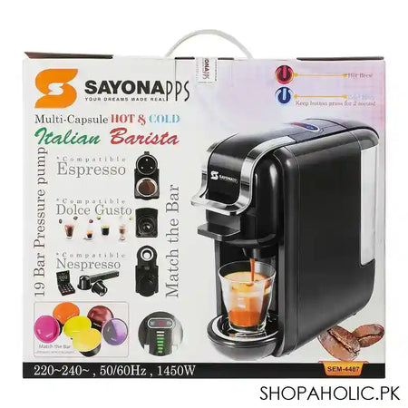 Sayona Multi Capsule 19 Bar Pressure Pump, 1450W, SEM-4487 - Image 4