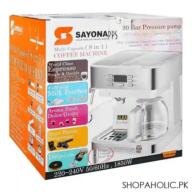 Sayona Multi-Capsule 8-In-1 Coffee Machine, 1850W, SEM-4484 - Image 4