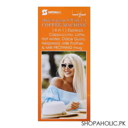 Sayona Multi-Capsule 8in1 Coffee Machine With Stainless Steel Housing, 1450W, 1100ml Water Tank, SEM-4571 - Image 4