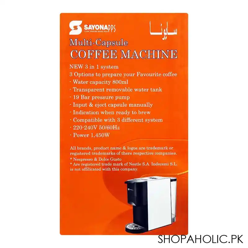 Sayona Multi-Capsule Coffee Machine, SEM-4385 - Image 2