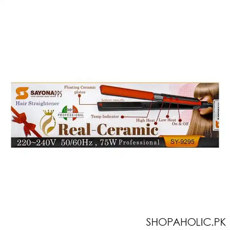 sayona real ceramic hair straightener, 75w, 220 240v, sy 9295 image2