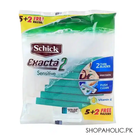 schick exacta 2 sensitive vitamin e disposable razor, 5+2 pack image2
