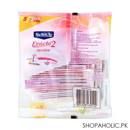 schick exacta 2 women sensitive aloe & vitamin e disposable razor, 5+2 pack, pink/red image3