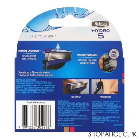 schick hydro 5 cartridges, instant lubricating protection, 4 pack image2