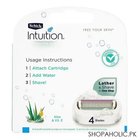 schick intuition sensitive care aloe & vitamin e blades, 3 pack image2