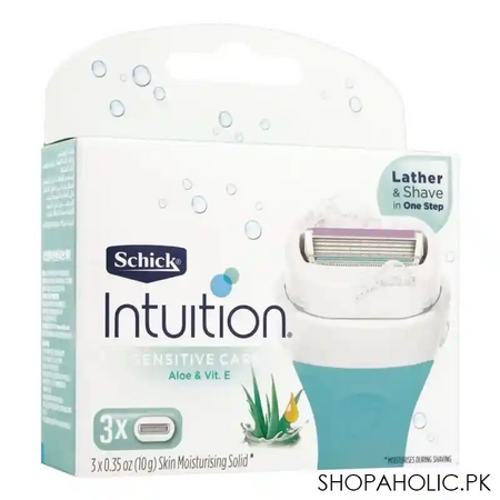 schick intuition sensitive care aloe & vitamin e blades, 3 pack main image