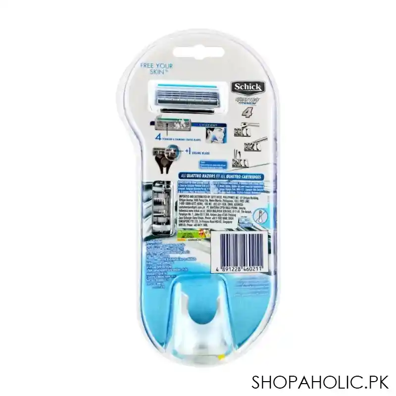 schick quarttro titanium 4 razor, 1 razor + 2 cartridges image3