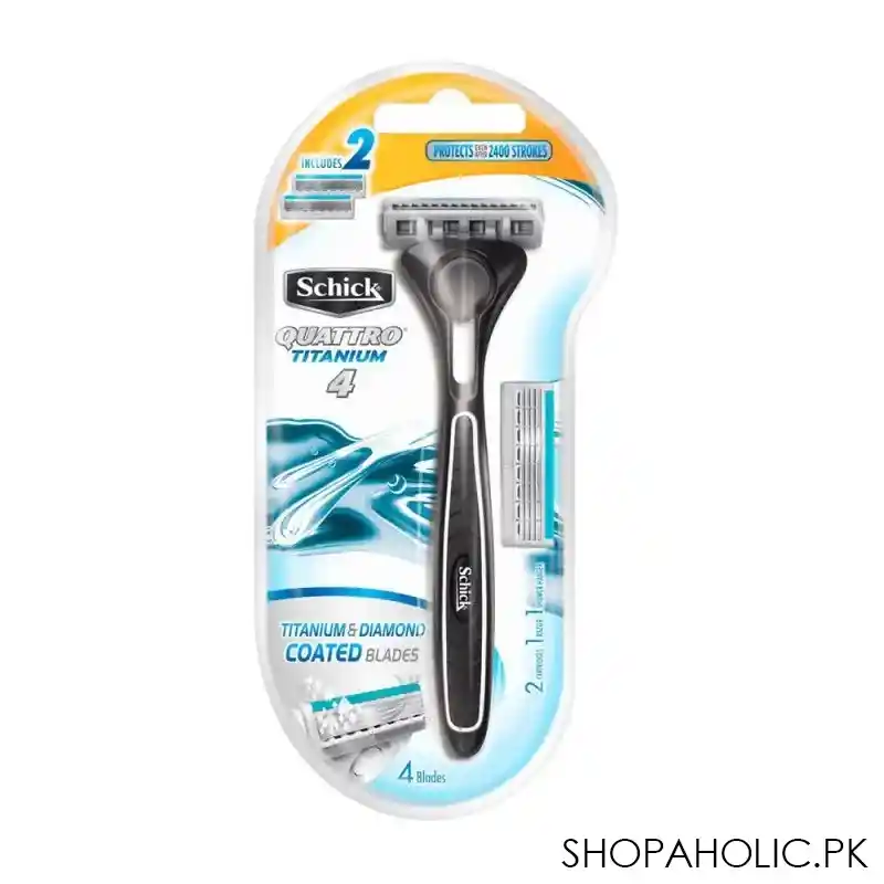 schick quarttro titanium 4 razor, 1 razor + 2 cartridges main image