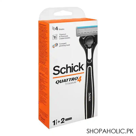 Schick Quattro Razor & Cartridges, Titanium Coated Blades, 1 Razor, 2 Cartridges - Main Image