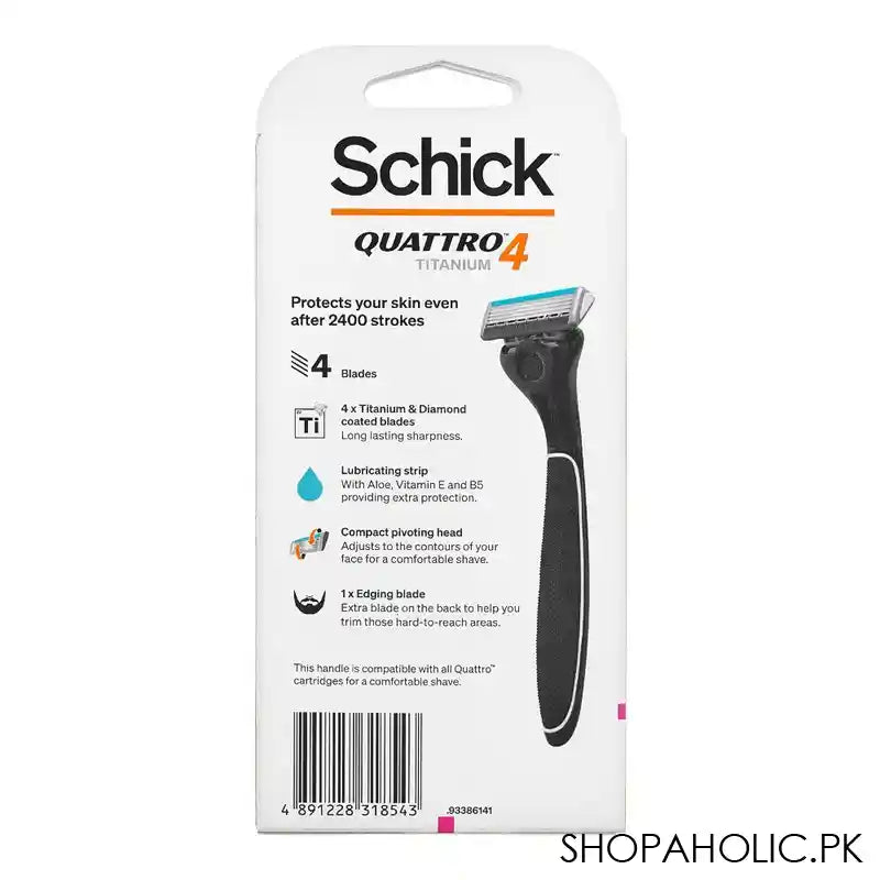 Schick Quattro Razor & Cartridges, Titanium Coated Blades, 1 Razor, 2 Cartridges - Image 2