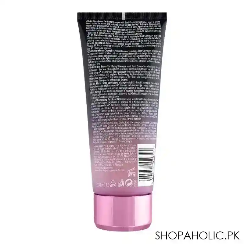 schwarzkopf bc bonacure hair therapy fibre force fortifying shampoo, for over processed hair, 200ml image2