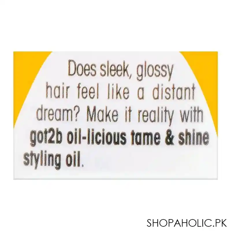 schwarzkopf got2b oil licious tame & shine styling oil, for instant smooth & glossy styles, 50ml image3