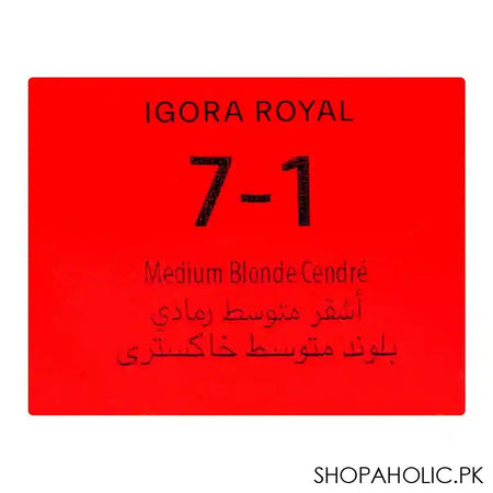 Schwarzkopf Igora Royal Hair Color, 7-1 Medium Blonde Cendre - Image 5