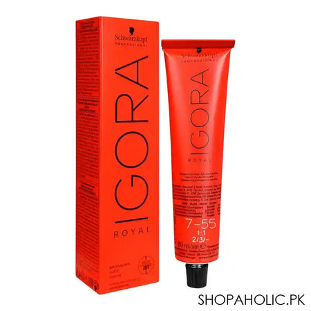 Schwarzkopf Igora Royal Hair Color, 7-55 Medium Blonde Gold Extra, 80ml - Main Image