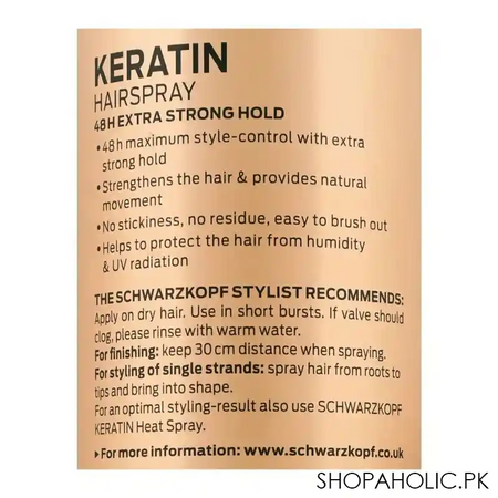 schwarzkopf keratin 48h extra strong hold 4 hair spray, 400ml image3