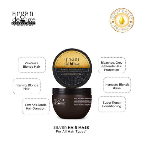 Argan De Luxe Silver Hair Mask, For Blonde/Bleached & Grey Hair, 250ml - Image 3