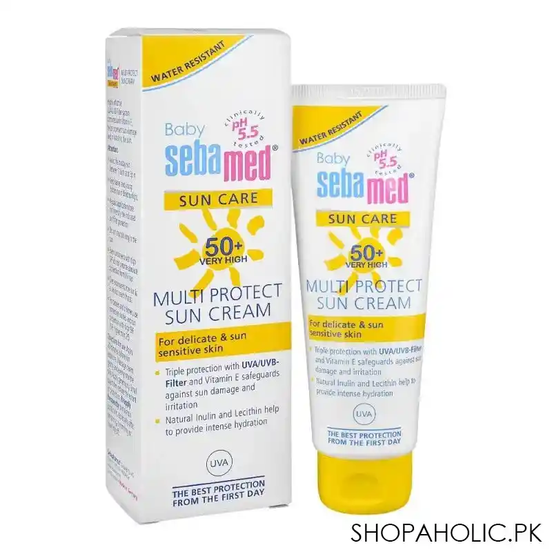 sebamed baby ph 5.5 clinically tested sun care spf 50+ very high, multi protect sun cream, for delicate & sun sensitive skin, 75ml main image