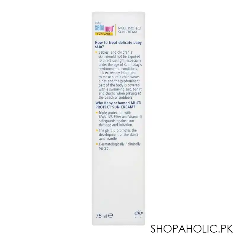 sebamed baby ph 5.5 clinically tested sun care spf 50+ very high, multi protect sun cream, for delicate & sun sensitive skin, 75ml image2