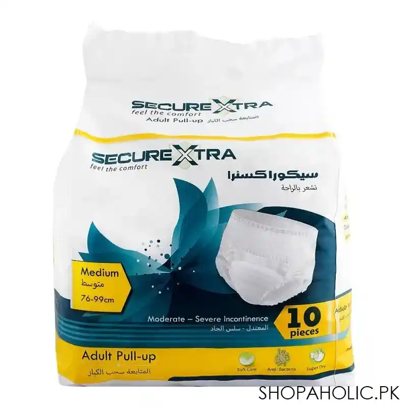 secure xtra adult pull up 30 39 inches, medium, 10 pack main image