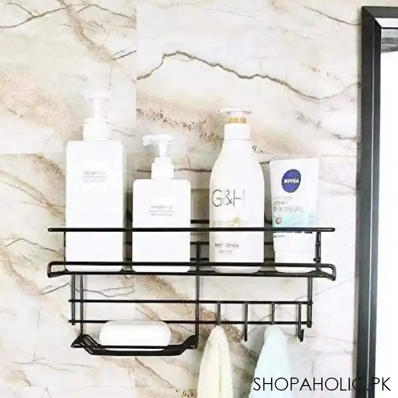 self adhesive caddy shelf with hook image2