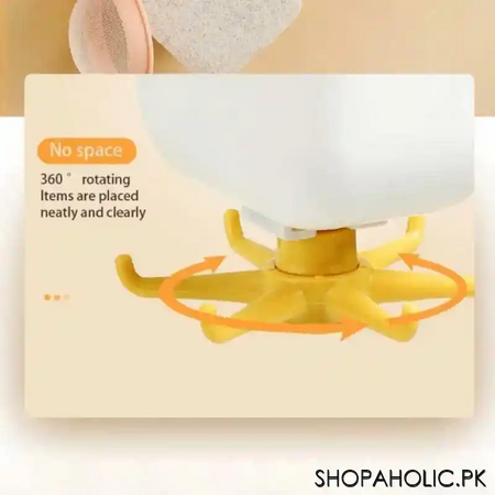 self adhesive wall storage box organizer with 360 degree rotating 6 hooks image2