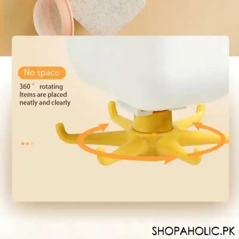 self adhesive wall storage box organizer with 360 degree rotating 6 hooks image2