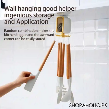 self adhesive wall storage box organizer with 360 degree rotating 6 hooks image6