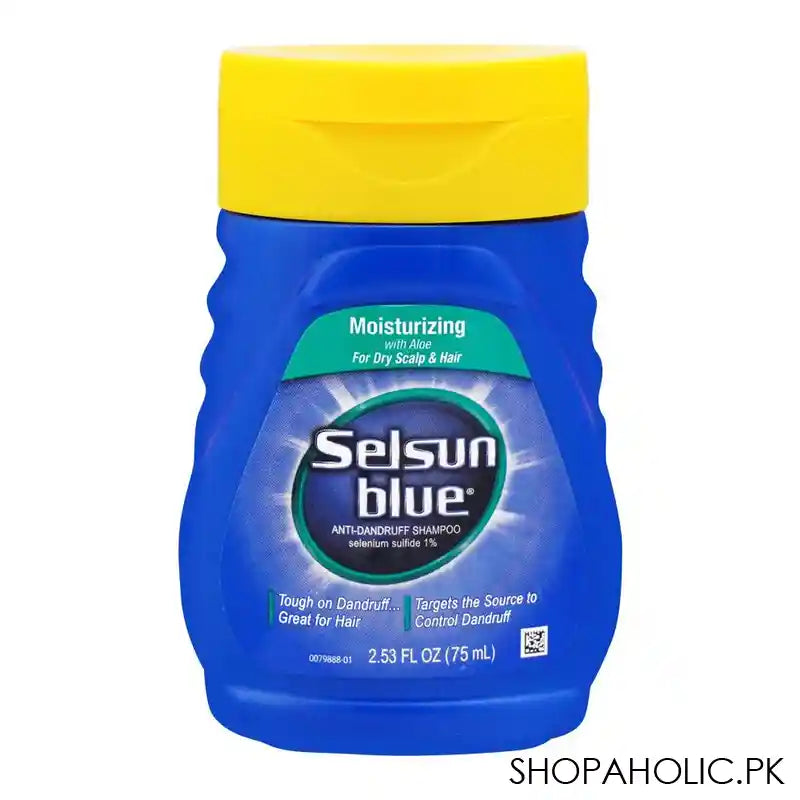 Selsun Blue Moisturizing With Aloe Anti-Dandruff Shampoo, For Dry Scalp & Hair, 75ml - Main Image