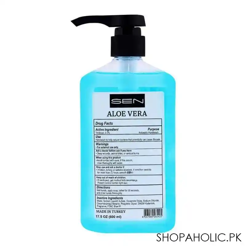 sen aloe vera liquid soap, nourishing extracts & vitamin e, 600ml image2