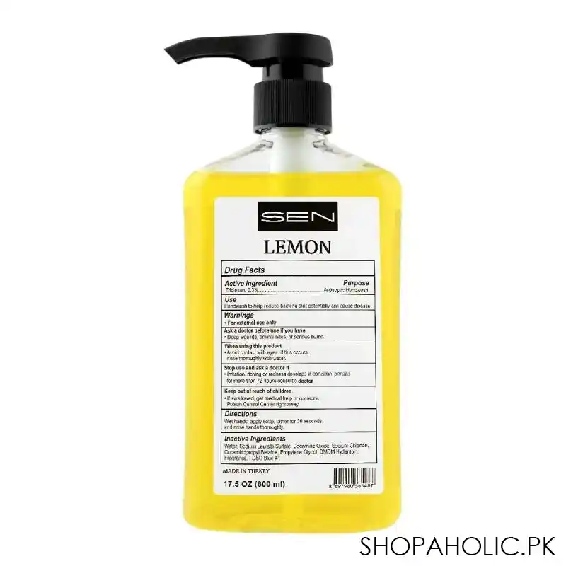 sen lemon liquid soap, with vitamin e, 600ml image2